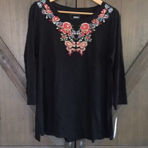NWT Sonoma Embroidered Top Black Sz. M